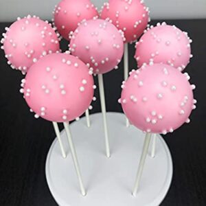 NANGOPOP 2 Pack Cake Pop Stand - 7 Hole Wood Lollipop Holder Display Round Candy or Sucker Stand for Wedding, Birthday Party, White