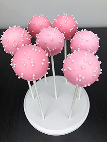 NANGOPOP 2 Pack Cake Pop Stand - 7 Hole Wood Lollipop Holder Display Round Candy or Sucker Stand for Wedding, Birthday Party, White