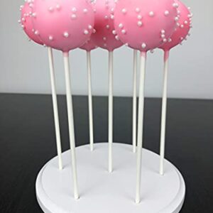 NANGOPOP 2 Pack Cake Pop Stand - 7 Hole Wood Lollipop Holder Display Round Candy or Sucker Stand for Wedding, Birthday Party, White