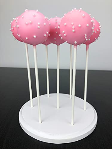 NANGOPOP 2 Pack Cake Pop Stand - 7 Hole Wood Lollipop Holder Display Round Candy or Sucker Stand for Wedding, Birthday Party, White