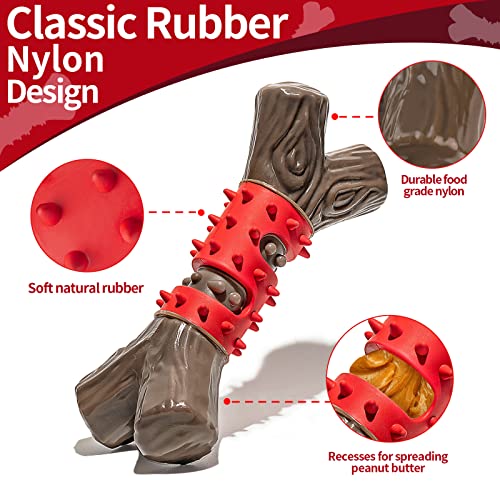 RANTOJOY Tough Dog Toys Aggressive Chew Toys for Large Dogs, Durable Dog Chew Toys for Medium Large Breed, Nylon Rubber Dog Teething Stick Toys Puppy Chewers Dogs Birthday Gift Nearly Indestructible