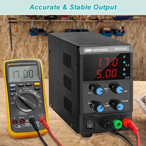 DC Power Supply Variable 3 Digital（35V 5A) CC/CV Mode Single-Output 110V with Alligator to Banana Test Lead,Test Hook Clips, Tweezers for for DIY Electronics Testing, Repairing& Researching