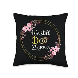 Couple 25th Anniversary Gifts Co. We Still DO 25 Years Married Couple 25th Wedding Anniversary Throw Pillow, 16x16, Multicolor