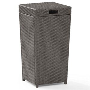 pemberly row wicker patio trash can in weathered gray