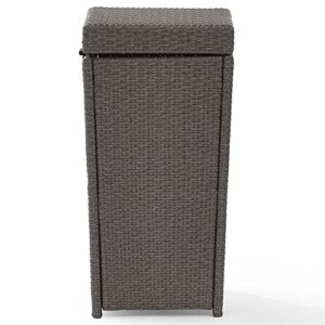 Pemberly Row Wicker Patio Trash Can in Weathered Gray