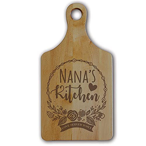 Bella Busta- Nana's Kitchen- Grandma's Kitchen-Christmas, Mother's Day gift for Grandmother-Cutting Wood Board-Engraved Natural Wood (Nana's Kitchen)