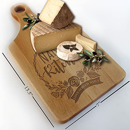 Bella Busta- Nana's Kitchen- Grandma's Kitchen-Christmas, Mother's Day gift for Grandmother-Cutting Wood Board-Engraved Natural Wood (Nana's Kitchen)