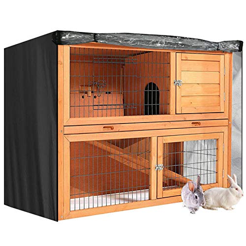 J&C Heavy Duty 420D Double Decker Rabbit Hutch Cover Windproof Waterproof Black Covers for Winter Rectangular Outdoor Bunny Cage Cover for Guinea Pig Cage (No Hutch (48x20x41 in)