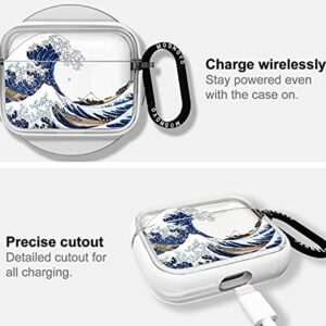 MOSNOVO AirPods Pro Case, Apple AirPods Pro Case, Cool Tokyo Wave Clear Case Design with Luxe Metal Ring Shockproof Protective Cover Case for AirPods Pro