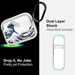 MOSNOVO AirPods Pro Case, Apple AirPods Pro Case, Cool Tokyo Wave Clear Case Design with Luxe Metal Ring Shockproof Protective Cover Case for AirPods Pro