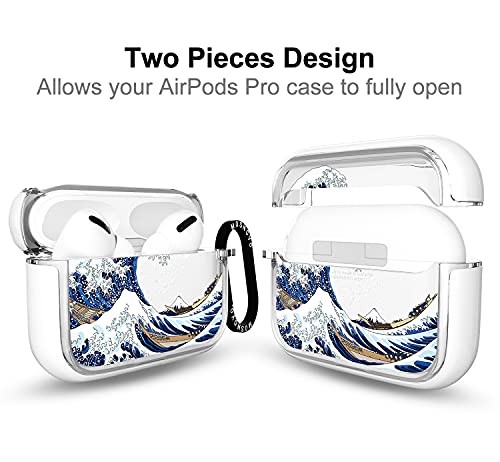 MOSNOVO AirPods Pro Case, Apple AirPods Pro Case, Cool Tokyo Wave Clear Case Design with Luxe Metal Ring Shockproof Protective Cover Case for AirPods Pro