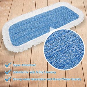 MEXERRIS Microfiber Spray Mop Pads Replacement Heads Washable Reusable Mop Refills for Wet Dry Mop Floor Cleaning Compatible with Bona Care System for Kitchen Home Commercial - Blue 5 Pack