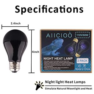 Reptile Heat Lamp - 60 Watt Reptile Night Heat Bulb Terrarium Moon-Like Light Bulb for Bearded Dragon Gecko Snake Turtle and Lizard