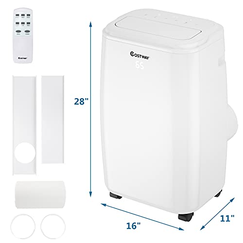 COSTWAY 1,2000 BTU Portable Air Conditioner, Cooling for space up to 450 sq. ft with 3 Modes, Multifunctional Air Cooler with Remote Control and Washable Filter, 3 Fan Speeds & Sleep Mode, Suitable for Bedroom Kitchen