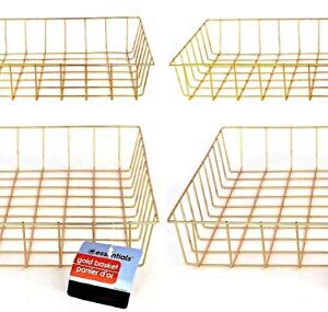 Gold Iron Wire Baskets and Trays, Round and Rectangular, 4-ct Sets (Tray)