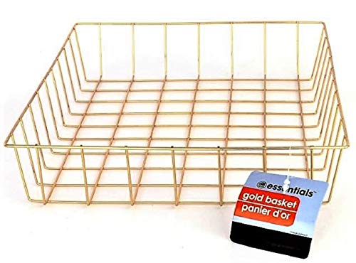 Gold Iron Wire Baskets and Trays, Round and Rectangular, 4-ct Sets (Tray)