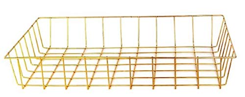 Gold Iron Wire Baskets and Trays, Round and Rectangular, 4-ct Sets (Tray)