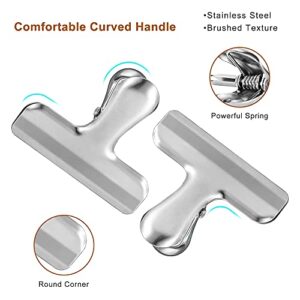 6 Packs 3Inch / 76mm Wide Stainless Steel Clip, Heavy Duty Chip Bag Clips, for Food Bags Sealing Coffee Bags Sealing in Kitchens Offices,6 Pcs Silver