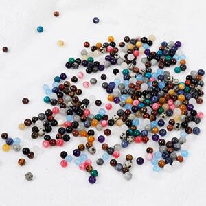 Natural Round Stone Beads Genuine Real Gemstones Smooth Beads with 800pcs 6mm 15 Kinds for Jewelry Making Bracelet Earrings Necklace DIY Crafting Art Crafts