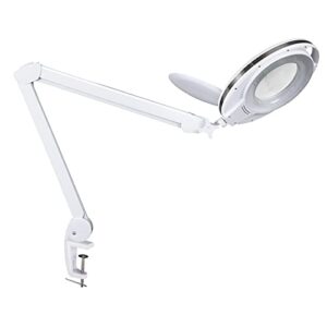 cosywarm magnifying lamp, magnifying glass with light and clamp hands free, adjustable swivel arm, led magnifier work lamp for reading, crafts, sewing, coin collection, hobbies, workbench.