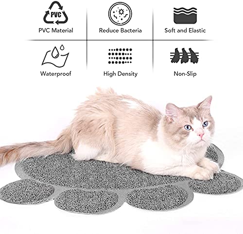 Cat Litter Mat, GOLDCHAMP Premium PVC Feeding Mat with Non-Slip & Waterproof Back Easy to Clean, for Small Size Pet 30 * 40cm 2PCS