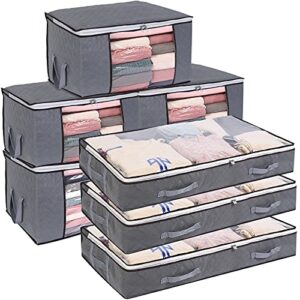 vieshful 5 pack 90l clothes storage bags and 3 pack 75l underbed containers，large capacity clothing organizers for bedding blanket comforter quilt