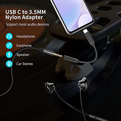 USB C to 3.5mm Headphone Adapter, Type C to Aux Audio Dongle Cable Cord for Pixel 5 4 3 XL, Samsung Galaxy S21 S20 Ultra S20+ Note 20 10 S10 S9 Plus,iPad Pro, OnePlus 8T