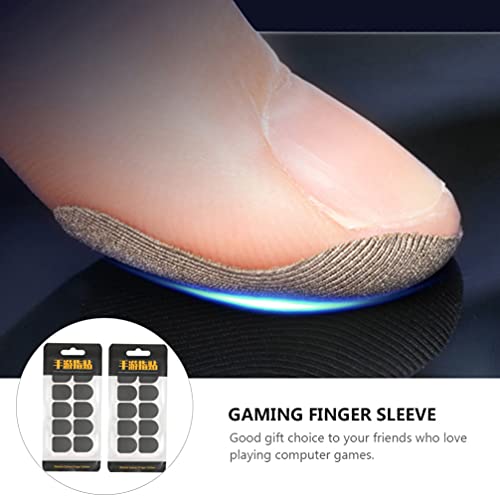 Healifty 20 Pieces Gaming Finger Sleeves Anti- Sweat Disposable Seamless Touchscreen Finger Covers Stickers Carbon Fiber Controllers Finger Thumb for Mobile Phone Game