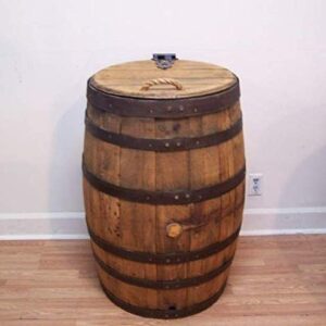 Whiskey Barrel Trash Can with Single Hinged Lid