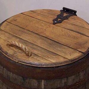 Whiskey Barrel Trash Can with Single Hinged Lid