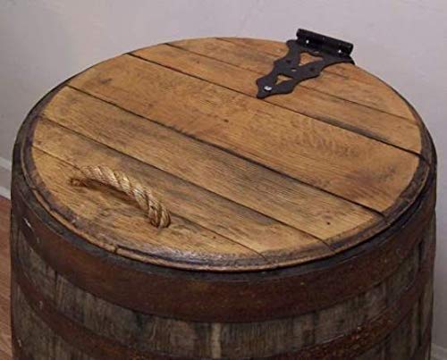 Whiskey Barrel Trash Can with Single Hinged Lid