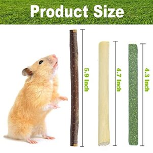 sharllen Chew Toys Molar Sticks Animals Cleaning Teeth Natural Apple Timothy Hay Sweet Bamboo Sticks 3 Types of Combined Wood Toys Squirrel Rabbit Chinchilla Guinea Pig Hamster Gerbil Parrot (500g)