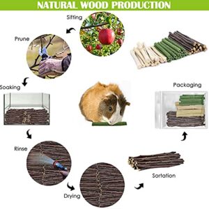 sharllen Chew Toys Molar Sticks Animals Cleaning Teeth Natural Apple Timothy Hay Sweet Bamboo Sticks 3 Types of Combined Wood Toys Squirrel Rabbit Chinchilla Guinea Pig Hamster Gerbil Parrot (500g)