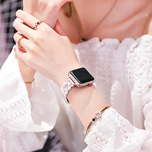 Secbolt Band Compatible with Apple Watch Band 38mm 40mm 41mm Women, Slim Resin Bracelet for iWatch Series 8/7/6/5/4/3/2/1/SE, Pinkish White