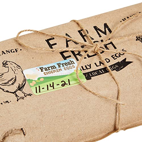 18 Pack 1 Dozen Paper Egg Cartons with Labels for 12 Chicken Eggs, 50 Self-Adhesive Labels, 1 Jute String Roll (Brown)