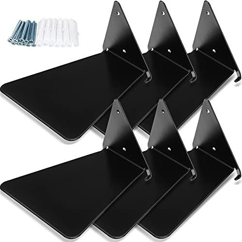 Jetec Triangle Floating Bookshelf Iron Floating Shelves Invisible Wall Mounted Bookshelf Multipurpose Shelf for Home Library (Black,6 Pieces)