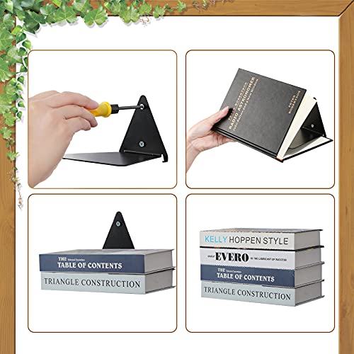 Jetec Triangle Floating Bookshelf Iron Floating Shelves Invisible Wall Mounted Bookshelf Multipurpose Shelf for Home Library (Black,6 Pieces)