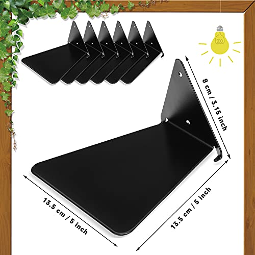 Jetec Triangle Floating Bookshelf Iron Floating Shelves Invisible Wall Mounted Bookshelf Multipurpose Shelf for Home Library (Black,6 Pieces)