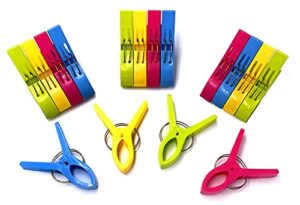 performore 16 pack beach towel clips, mixed color (blue, green, yellow, pink) jumbo size plastic clothespins hanging clips clamps, towel holder clips for beach, pool chairs on cruise