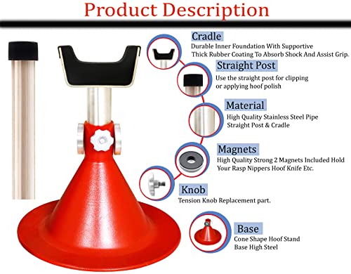 AAProTools Standard Horse Size Hoof Farrier Stand - Red + Hoof Knife