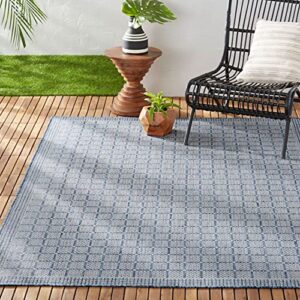 home dynamix nicole miller new york patio country luna indoor/outdoor area rug, blue/gray, 7'9"x10'2" rectangle