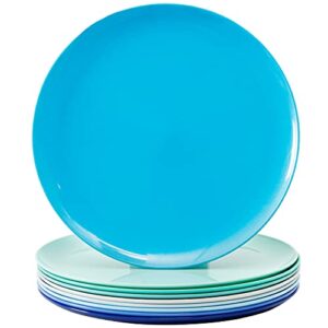 Youngever 10 Inch Plastic Plates, Large Plates, Dinner Plates, Set of 9 (Coastal Color Theme)