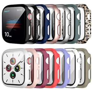 14 pack apple watch case with tempered glass screen protector for apple watch se 40mm series 6/5/4,anotch full coverage hard pc protective cover hd ultra-thin guard bumper for iwatch 40mm accessories