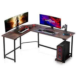 vecelo l-shaped corner cpu stand study writing table workstation gaming computer desk for home office,coffee, 66