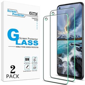 katin [2-pack] for oneplus nord n100 [with camera hole] tempered glass screen protector anti scratch, bubble free, 9h hardness, easy to install, case friendly
