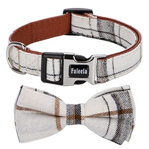 faleela soft &comfy bowtie dog collar,detachable and adjustable bow tie collar,for small medium large pet (s, beige)