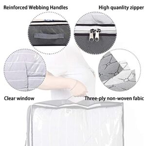 Vieshful 3 Pack 75L Grey Underbed Storage Bags and 3 Pack 75L Clear Underbed Containers，Large Capacity Clothing Organizers for Bedding Blanket Comforter Quilt