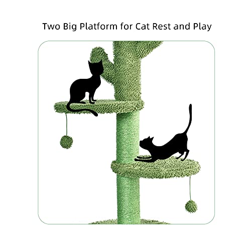 BOLUO Cat Scratching Post for Large Cats Tree Catcus Tall Cat Scratcher Posts Toy Cute Kitten Kitty Sisal Rope Scratch with Teaser Ball Outdoor 31 Inch