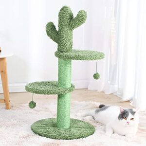 BOLUO Cat Scratching Post for Large Cats Tree Catcus Tall Cat Scratcher Posts Toy Cute Kitten Kitty Sisal Rope Scratch with Teaser Ball Outdoor 31 Inch