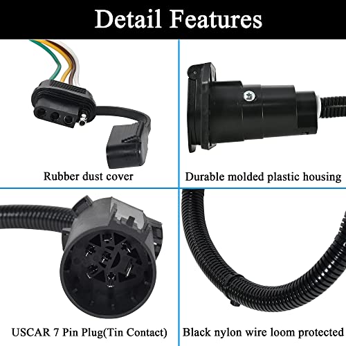 Oyviny Multi-Tow USCAR 7 Pin to 7-Way Blade and 4-Way Flat Trailer Wiring Adapter for Ford, GM, Dodge Vehicles, Factory Tow Package and USCAR 7 Way Socket Required